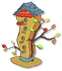 Picture of Country Snowman House Hat Machine Embroidery Design