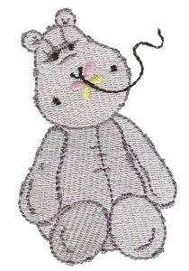 Picture of Hippo & Butterfly Machine Embroidery Design