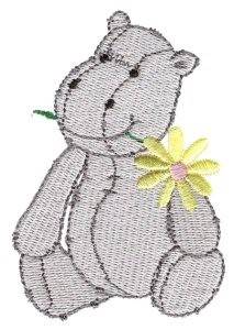 Picture of Hippo & Flower Machine Embroidery Design