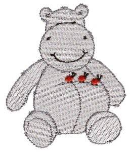 Picture of Hippo & Ladybugs Machine Embroidery Design