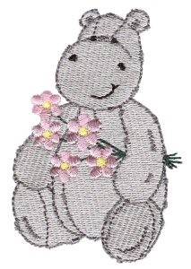 Picture of Hippo & Flowers Machine Embroidery Design