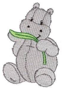 Picture of Hippo & Leaf Machine Embroidery Design