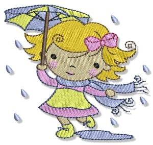 Picture of Autumn Cutie & Umbrella Machine Embroidery Design