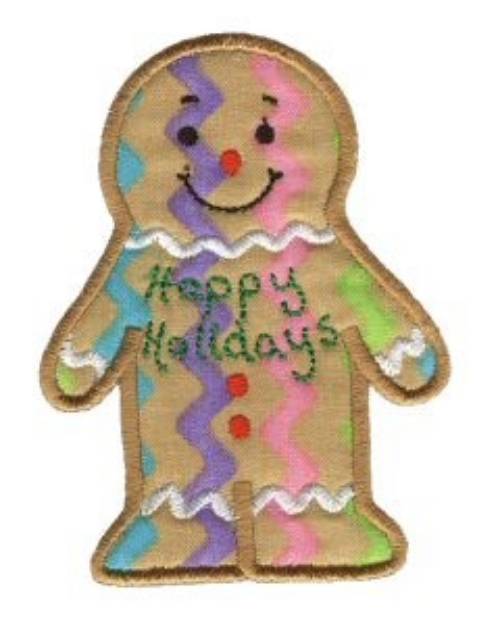 Picture of Christmas Gingerbread Man Applique Machine Embroidery Design