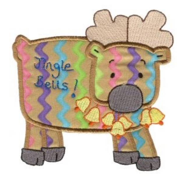Picture of Christmas Applique Reindeer Machine Embroidery Design