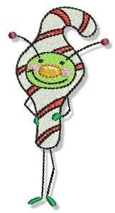 Picture of Buggin Out Christmas Candy Cane Machine Embroidery Design