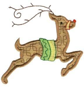 Picture of Christmas Reindeer Applique Machine Embroidery Design