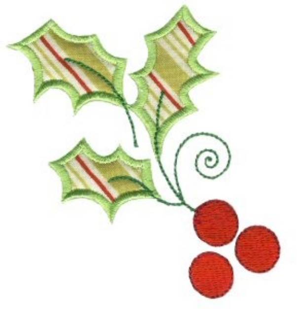 Picture of Christmas Holly Applique Machine Embroidery Design