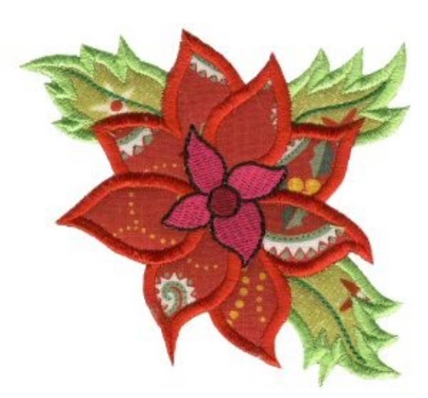 Picture of Christmas Poinsettia Applique Machine Embroidery Design