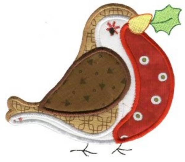 Picture of Christmas Bird Applique Machine Embroidery Design