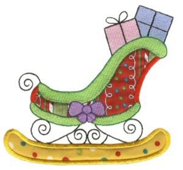 Picture of Christmas Sleigh Applique Machine Embroidery Design