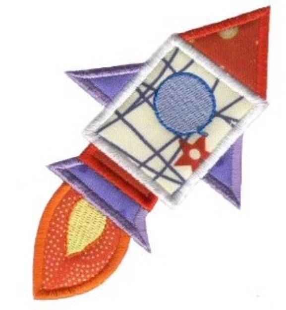 Picture of Rocket Ship On The Move Applique Machine Embroidery Design