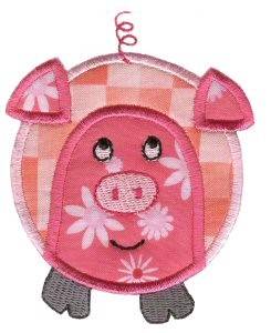 Picture of Roundys Pig Applique Machine Embroidery Design