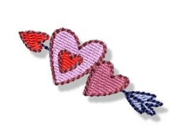 Picture of Valentines Mini Hearts Arrow Machine Embroidery Design