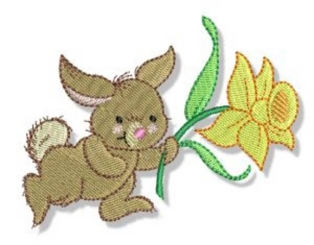 Picture of Easter Parade Daffodil Rabbit Machine Embroidery Design