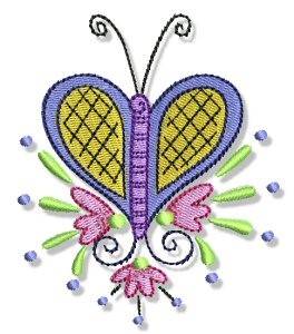 Picture of Swirly Spring Butterfly Machine Embroidery Design