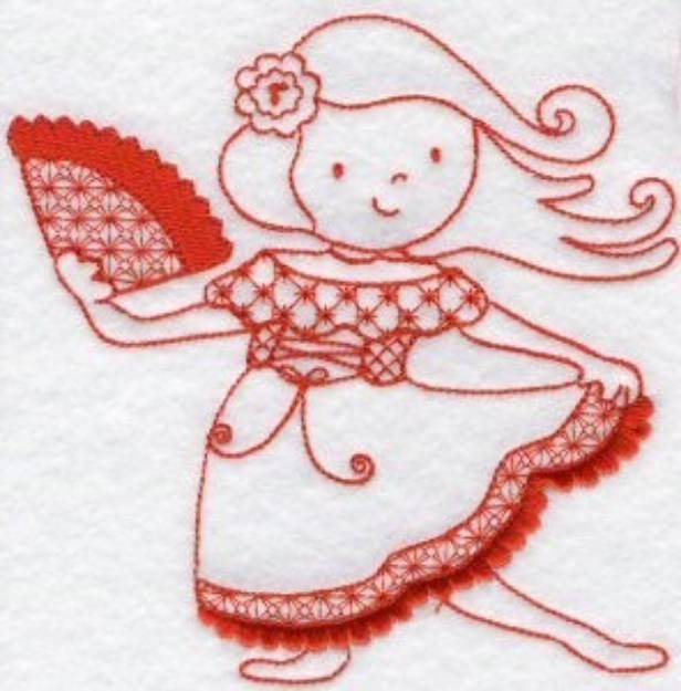 Picture of Kids Of The World Spanish Redwork Machine Embroidery Design