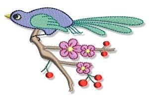 Picture of Oriental Bird & Cherry Blossoms Machine Embroidery Design