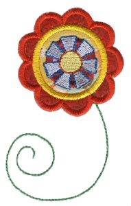 Picture of Red Doodle Flower Applique Machine Embroidery Design