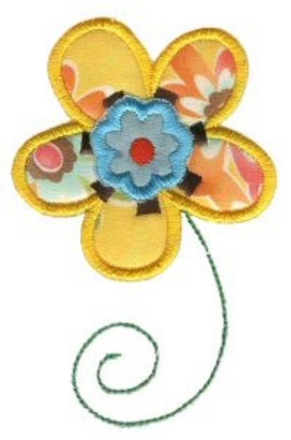 Picture of Yellow Doodle Daisy Applique Machine Embroidery Design