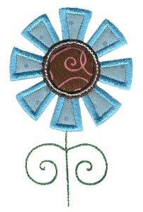 Picture of Blue Doodle Flower Applique Machine Embroidery Design