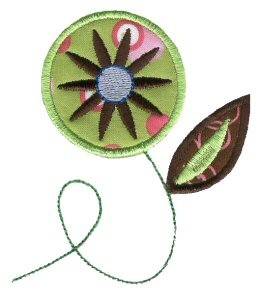 Picture of Green Doodle Flower Applique Machine Embroidery Design