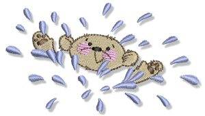 Picture of Splashing Teddy Bear Machine Embroidery Design
