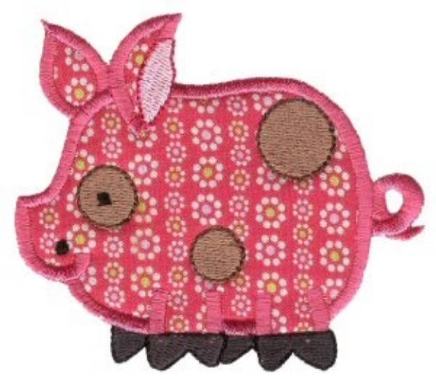Picture of Sweet Applique Pig Machine Embroidery Design