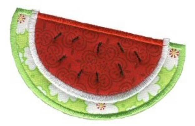 Picture of Applique Watermelon Slice Machine Embroidery Design