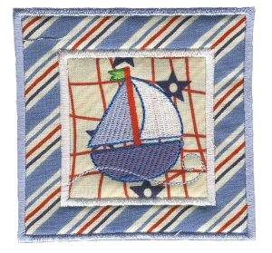 Picture of Nautical Applique Sailboat Block Machine Embroidery Design