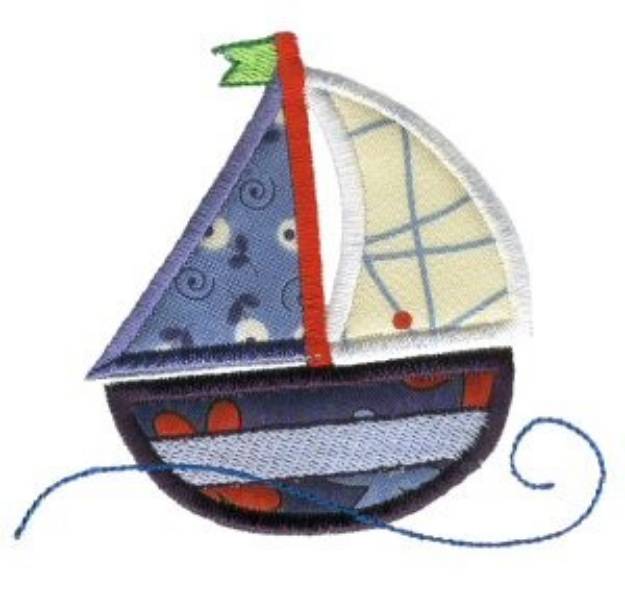 Picture of Nautical Sail Boat Applique Machine Embroidery Design
