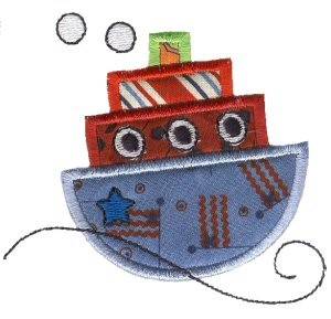 Picture of Nautical Tug Boat Applique Machine Embroidery Design
