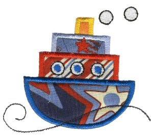 Picture of Nautical Tug Boat Applique Machine Embroidery Design