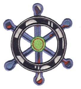 Picture of Nautical Ships Wheel Applique Machine Embroidery Design