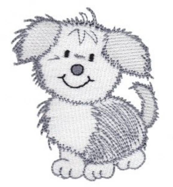 Picture of Fluffy Cartoon Puppy Machine Embroidery Design
