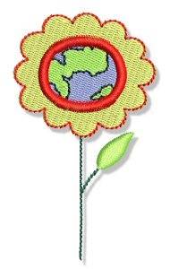Picture of Earth Day Globe Flower Machine Embroidery Design