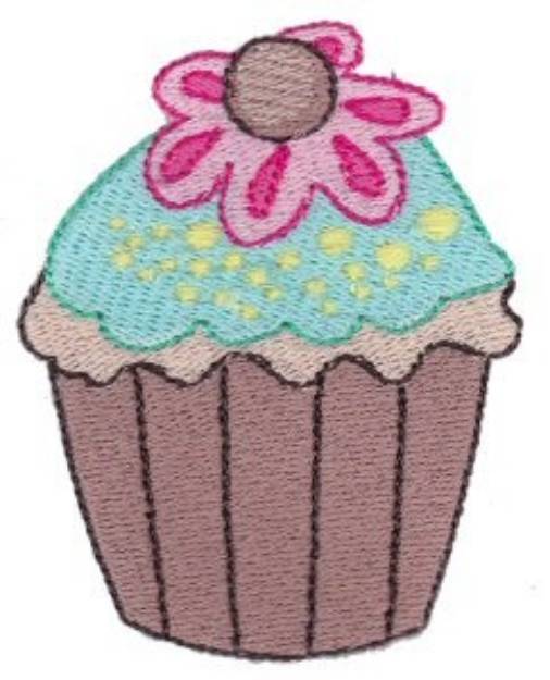 Picture of Cupcake & Flower Machine Embroidery Design