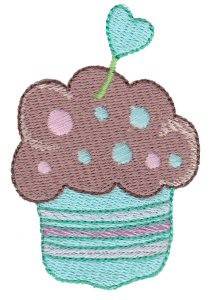 Picture of Cupcake & Heart Machine Embroidery Design