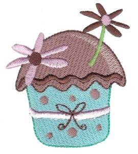 Picture of Cupcake & Flowers Machine Embroidery Design
