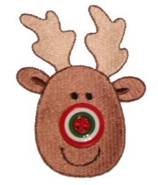Picture of Button Nose Reindeer Machine Embroidery Design
