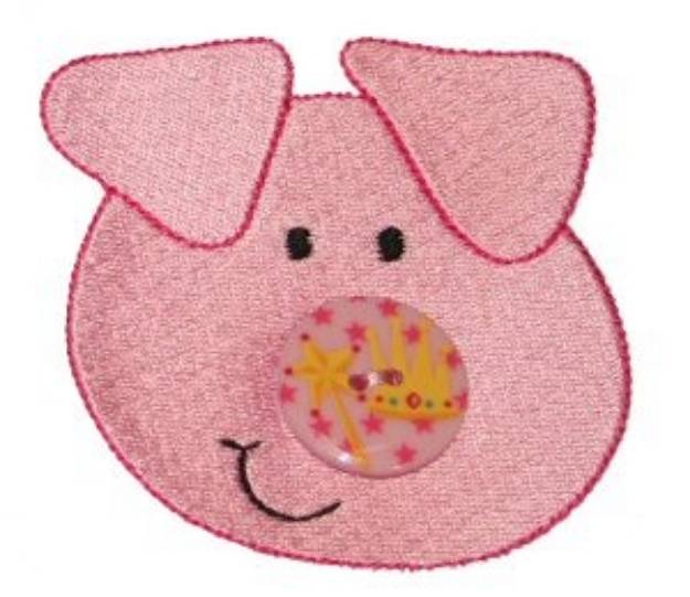 Picture of Button Nose Pig Machine Embroidery Design