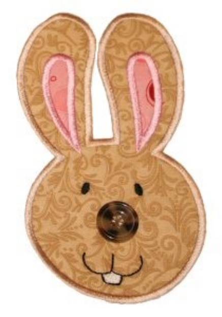 Picture of Button Nose Bunny Applique Machine Embroidery Design