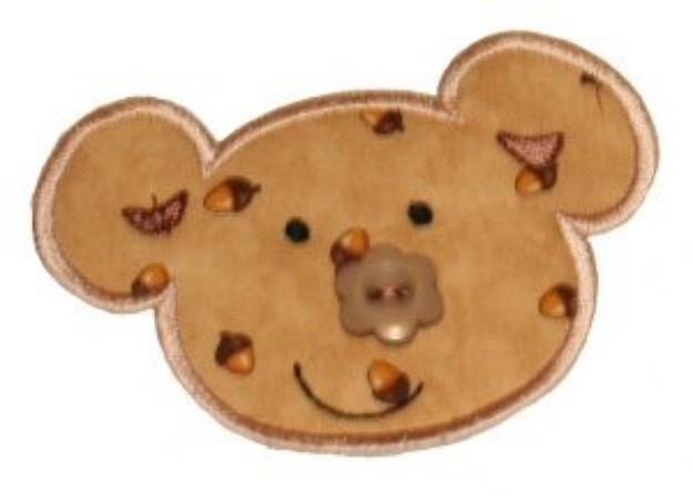 Picture of Button Nose Bear Applique Machine Embroidery Design
