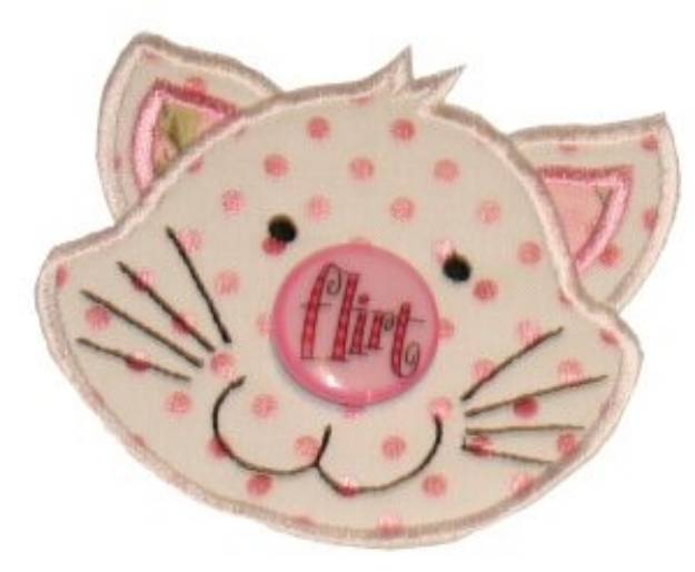 Picture of Button Nose Kitten Applique Machine Embroidery Design