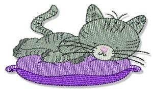 Picture of Napping Cuddly Kitten Machine Embroidery Design