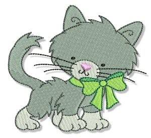 Picture of Cuddly Kitten & Bow Machine Embroidery Design