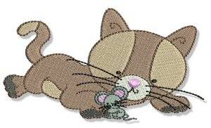 Picture of Cuddly Kitten & Mouse Machine Embroidery Design