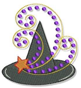 Picture of Swirly Halloween Witchs Hat Machine Embroidery Design