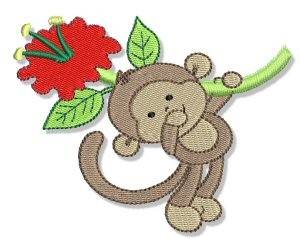 Picture of Monkey & Flower Machine Embroidery Design