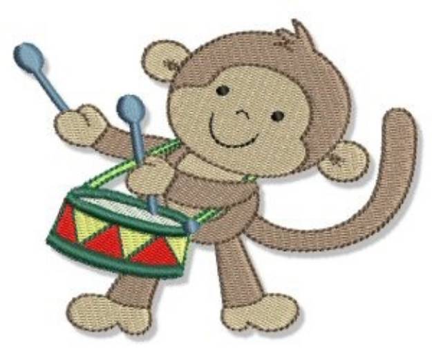 Picture of Drummer Monkey Machine Embroidery Design